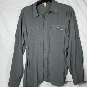 Eddie Bauer Mens XLarge Buttondown Lightweight Cool Fishing Pockets‎ Grey